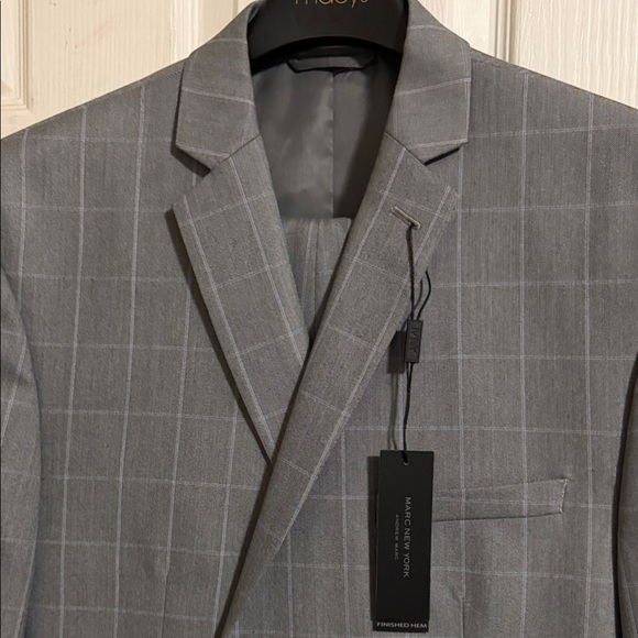 Marc New York Other - Marc New York Gray Windowpane Suit Jacket with Light Blue Lines